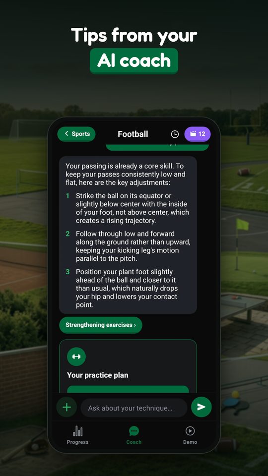 Numbered coaching tips from the AI coach